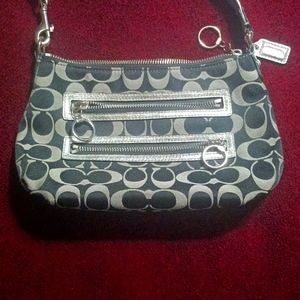 Coach clutch small silver and black